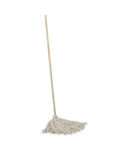 Boardwalk®Cotton Deck Mop, #24 White Cotton Head, 50" Wood Handle, 6/Carton