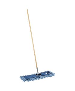 Boardwalk®Dry Mopping Kit, 24 x 5 Blue Synthetic Head, 60" Natural Wood/Metal Handle