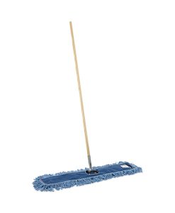 Boardwalk®Dry Mopping Kit, 36 x 5 Blue Blended Synthetic Head, 60" Natural Wood/Metal Handle