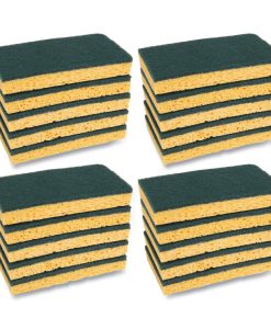 Boardwalk®Medium-Duty Scrubbing Sponge, Individually Wrapped, 3.6 x 6.1, 0.75" Thick, Yellow/Green, 20/Carton