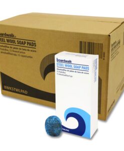 Boardwalk®Steel Wool Soap Pads, 3 x 2.5, Blue, 15 Pads/Box, 12 Boxes/Carton