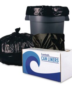 Boardwalk®Reprocessed Resin Can Liners, 60 gal, 1.2 mil, 38 x 58, Black, 50 Bags/Carton