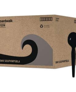 Boardwalk®Heavyweight Polystyrene Cutlery, Soup Spoon, Plastic, Black, 1,000/Carton