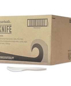 Boardwalk®Mediumweight Polypropylene Cutlery, Knife, 5.86", Plastic, White, 1,000/Carton