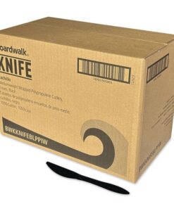 Boardwalk®Mediumweight Wrapped Polypropylene Cutlery, Knife, Plastic, Black, 1,000/Carton
