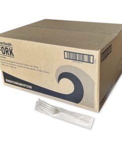 Boardwalk®Heavyweight Wrapped Polystyrene Cutlery, Fork, Plastic, White, 1,000/Carton