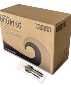 Boardwalk®Six-Piece Cutlery Kit, Mediumweight, Fork/Knife/Napkin/Pepper/Salt/Spoon, 5.86", Plastic, Black, 250/Carton