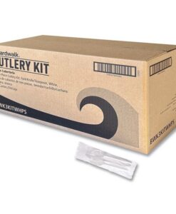 Boardwalk®Three-Piece Polystyrene Cutlery Kit, Mediumweight, Fork/Knife/Spoon, Plastic, White, 250/Carton