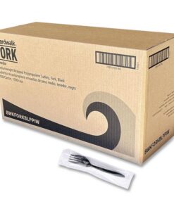 Boardwalk®Mediumweight Wrapped Polypropylene Cutlery, Fork, Plastic, Black, 1,000/Carton