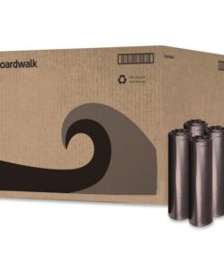 Boardwalk®Recycled Low-Density Polyethylene Can Liners, 33 gal, 1.2 mil, 33" x 39", Black, Perforated, 10 Bags/Roll, 10 Rolls/Carton