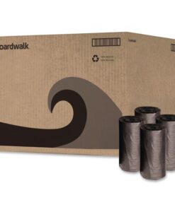 Boardwalk®Low-Density Waste Can Liners, 4 gal, 0.35 mil, 17" x 17", Black, Perforated Roll, 50 Bags/Roll, 20 Rolls/Carton